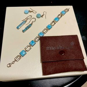 Dominican Larimar Stone & Sterling Silver 925 Set